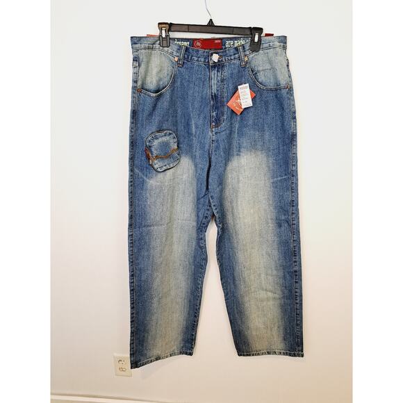 OMAVI NEW! DEADSTOCK! VINTAGE 90'S Baggy Med Wash Jeans Size 36 Streetwear - Picture 1 of 13